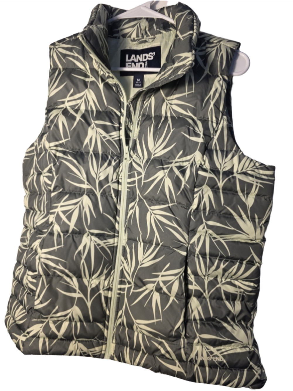 Lands' End Women's Size M Sage Green Full Zip Vest Tropical hiking outdoors